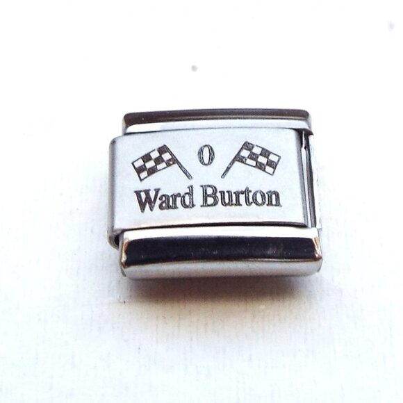 Ward Burton 0 Nascar laser 9mm stainless steel italian charm bracelet link new - Picture 1 of 2